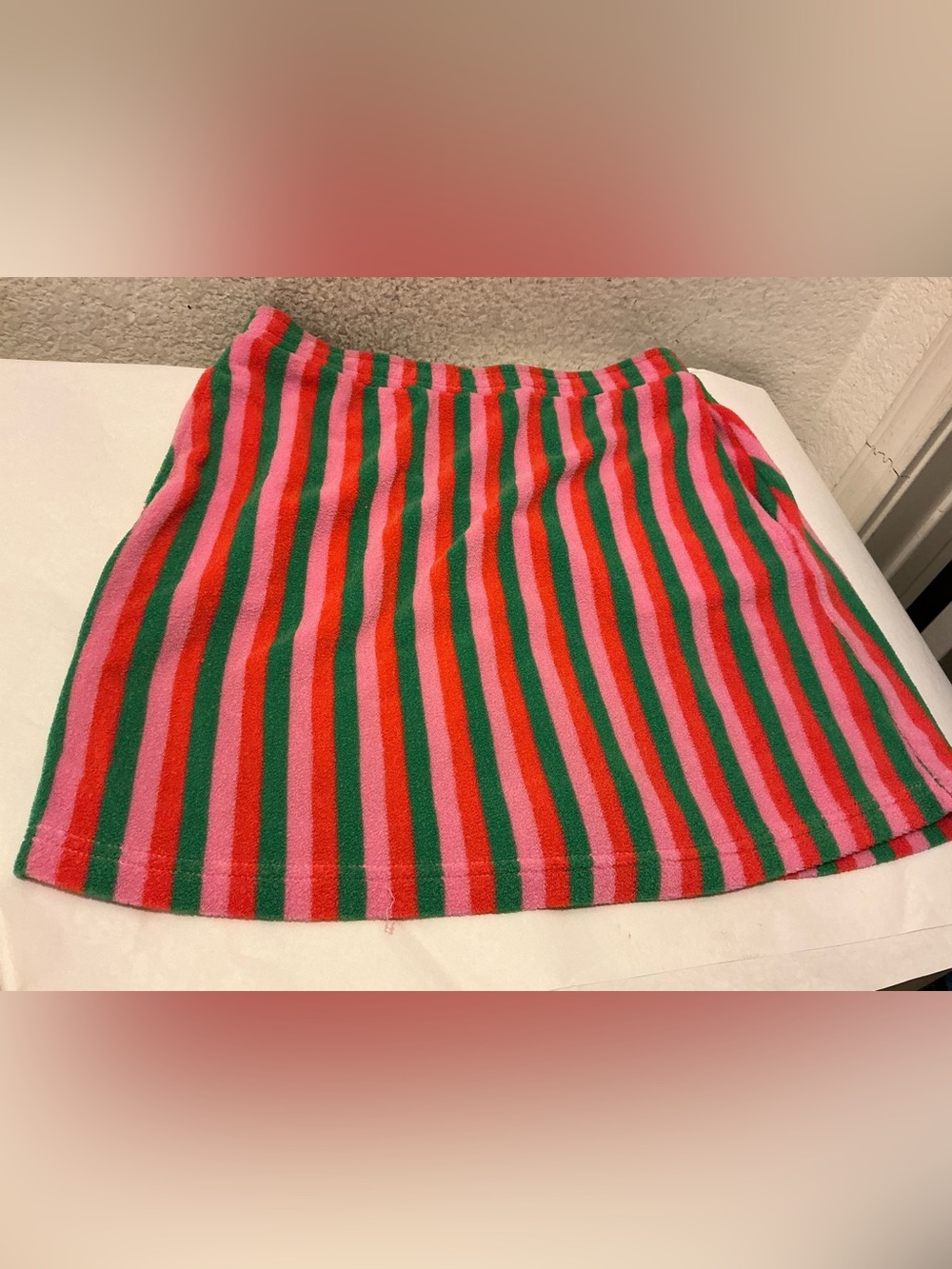 Beach Riot Pink, Red & Green Striped Mini Skirt